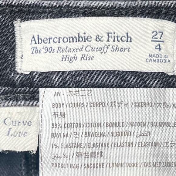 Abercrombie & Fitch Curve Love 90s Relaxed High Rise Cutoff Short Black sz 27/4 - Picture 9 of 10